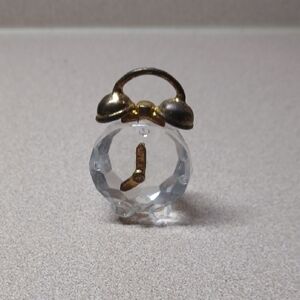 Miniature Crystal Clock Figurine with Gold Accents
